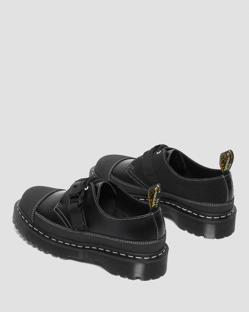 Women's Dr Martens 1461 Tech Made in England Buckle Oxfords Shoes Black | AU 375WNB